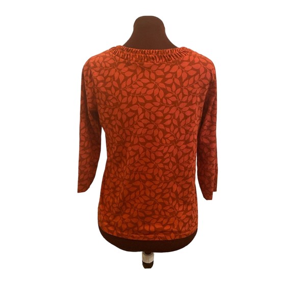 Architect Petites Womens Orange Autumn Leaf Print Pleated Neckline Top Size PL - Picture 3 of 9